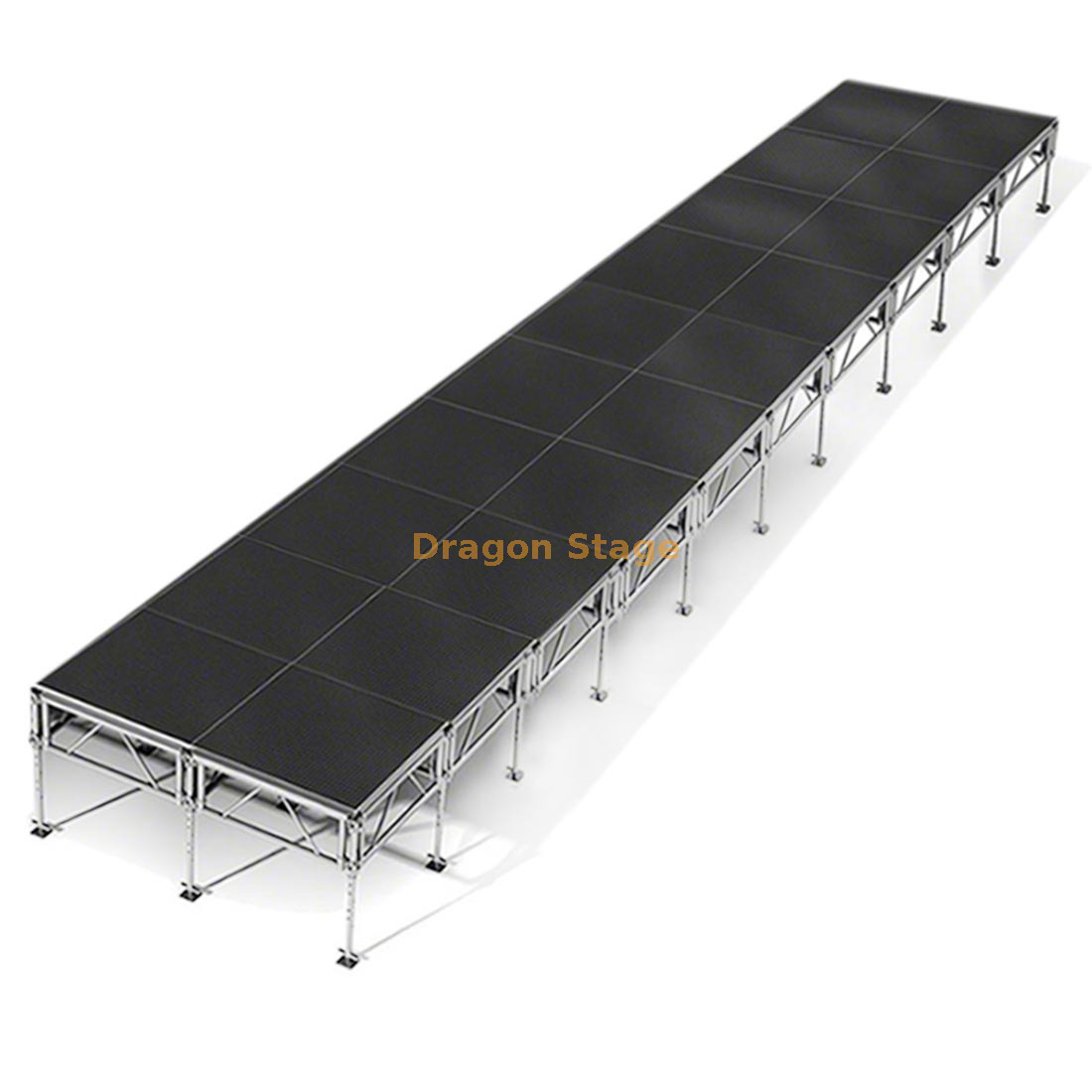 40x8ft All-Terrain Height Adjustable Outdoor Stage System Sistema de escenario exterior ajustable en altura todo terreno de 40x8 pies