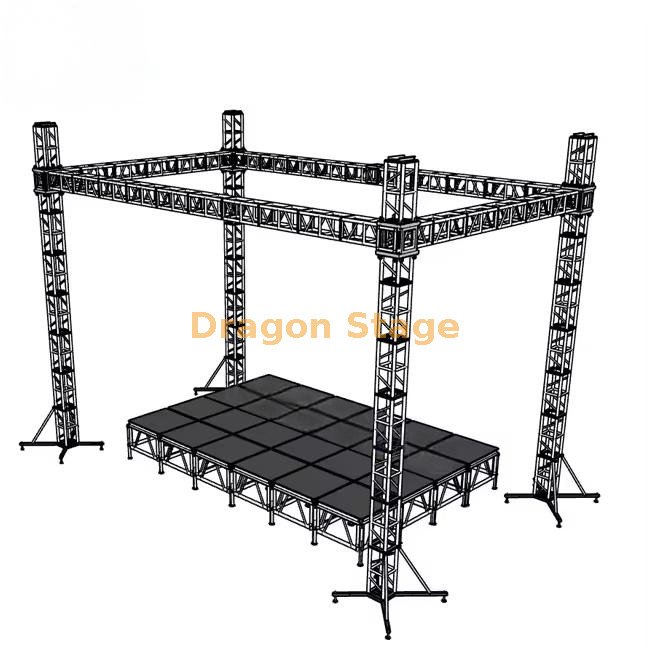 Concert Stage with Lifting Tower Truss Escenario de concierto con armazón de torre elevadora