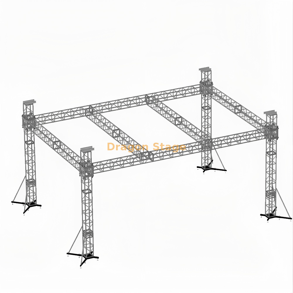 Aluminum Alloy Flat Roof Stage Truss System for Mobile Outdoor Events Sistema de armadura de escenario de techo plano de aleación de aluminio para eventos móviles al aire libre