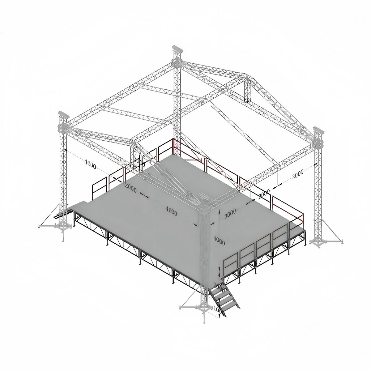 Portable Custom Outdoor Stage Deck with Roof Plataforma de escenario portátil personalizada al aire libre con techo