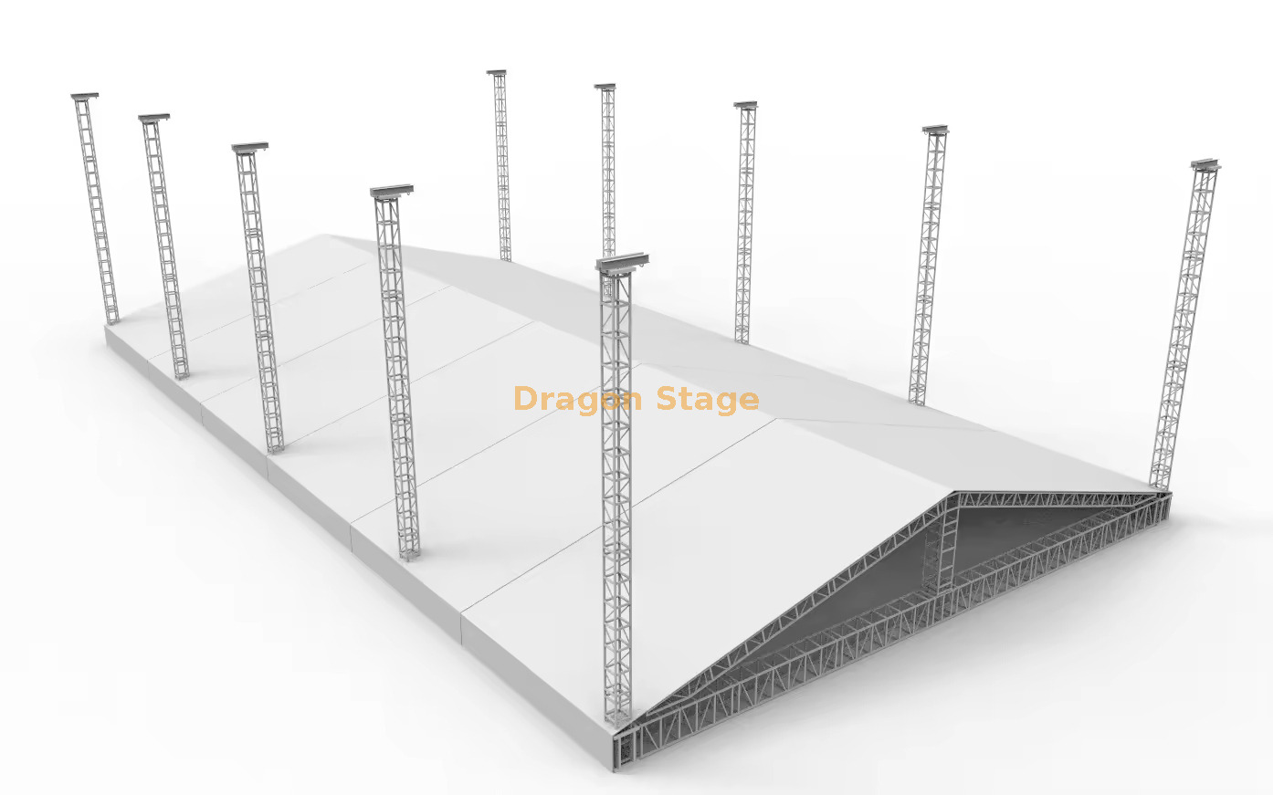 20mx36x9m Modular Pitch Roof Aluminum Ground Support Truss System (2) Sistema de armadura de soporte de suelo de aluminio para techo inclinado modular de 20 x 36 x 9 m (2)