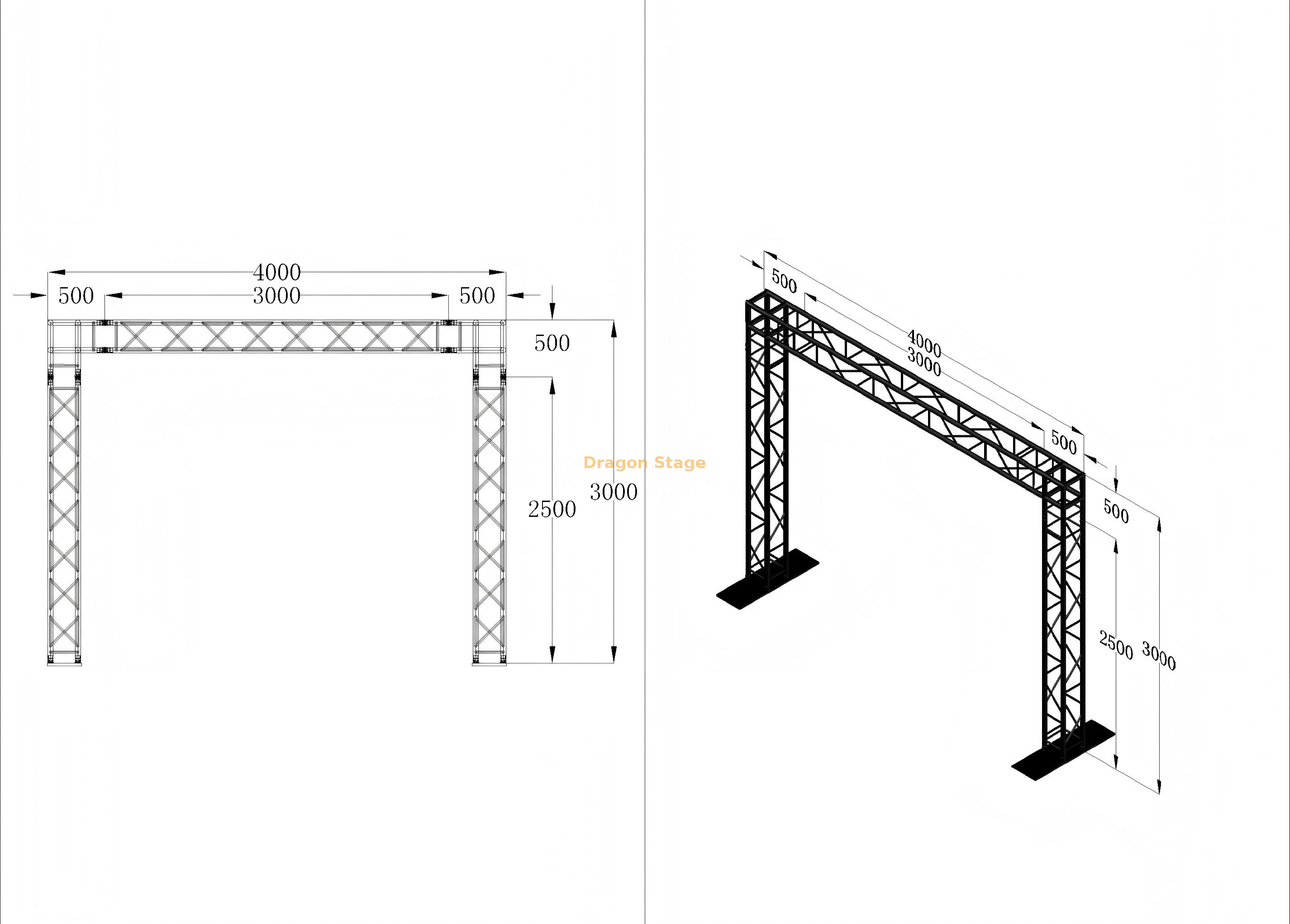 Aluminum Alloy Mobile Goalpost Truss System for LED Screens and Stage Lighting Sistema de armadura de poste de portería móvil de aleación de aluminio para pantallas LED e iluminación de escenario