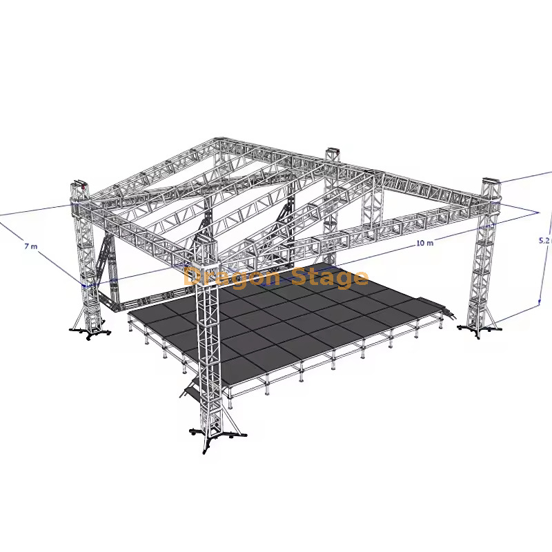 10x7m aluminum stage event truss with 5m height Armazón de aluminio para eventos de escenario de 10x7m con 5m de altura