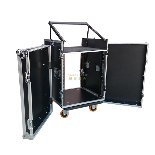 Flightcase para DJ de 16U con bastidores para mezcladores 