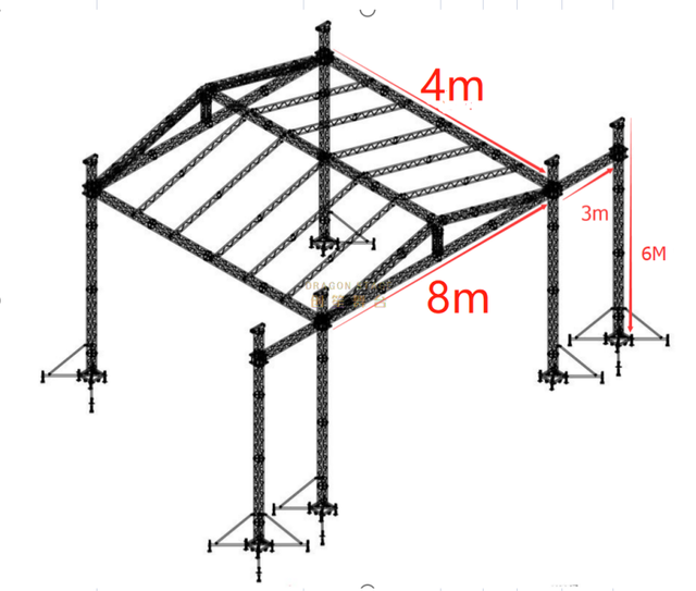 Exposición portátil al aire libre Eventos de conciertos Iluminación de escenarios de bodas Mostrar altavoz Armazón de aluminio con techo curvo Pantalla LED Armazón TUV SGS CE 24x12x20ft
