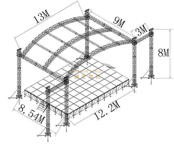 Etapa modular al aire libre portátil de aluminio el 12.2x8.54m el 1.2-2m del acontecimiento de la iglesia alta