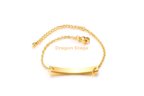 2021, venta al por mayor, joyería con nombre personalizado, pulsera grabada de acero inoxidable en blanco con barra de oro personalizada para mujer