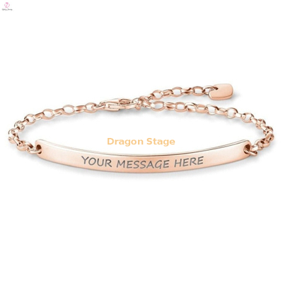 Pulsera chapada en oro con barra de nombre al por mayor, pulsera de barra grabada de acero inoxidable personalizada