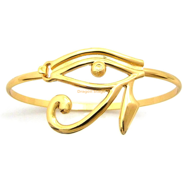 Pulsera egipcia joyería personalizada Ankh chapado en oro Ojo de Horus pulsera cruzada de acero inoxidable brazalete