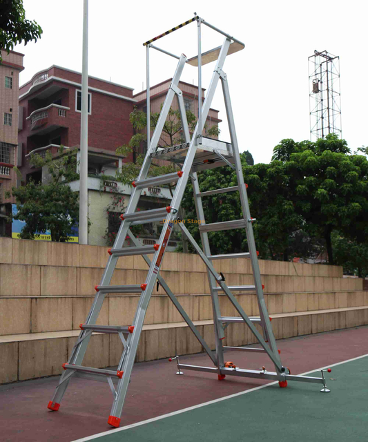 Escaleras telescópicas dobles de aluminio para uso en patios de recreo