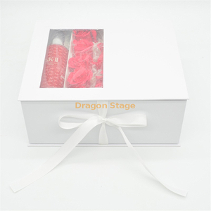 Caja de embalaje de rosa de jabón personalizada al por mayor caja de embalaje de bolsa de perfume de regalo de cumpleaños para niñas de gama alta con ventana transparente y cinta