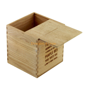 Caja de madera de pino marrón Tapa deslizante Caja de almacenamiento de madera sin terminar con logotipo de serigrafía superior deslizante