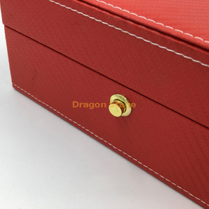 Caja de reloj de madera con logotipo personalizado de cuero rojo premium 2020 con almohada