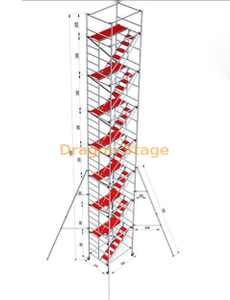 Construcción de escalera de aluminio de 1,35x2x14,98 m Andamio doble con escalera de escalada