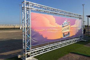 Armazón de evento de soporte de concierto al aire libre plateado para publicidad de exposición 6,5x2,5 m