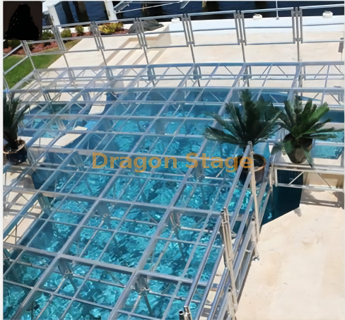 Plataforma transparente de cristal acrílico para escenario de piscina, 40,26x14,64m de altura, 1,2m