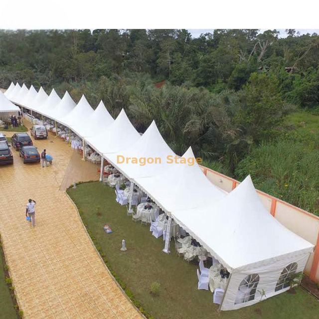 Carpa para fiesta de boda en el jardín, 6x6m, con revestimientos y cortinas decorativos