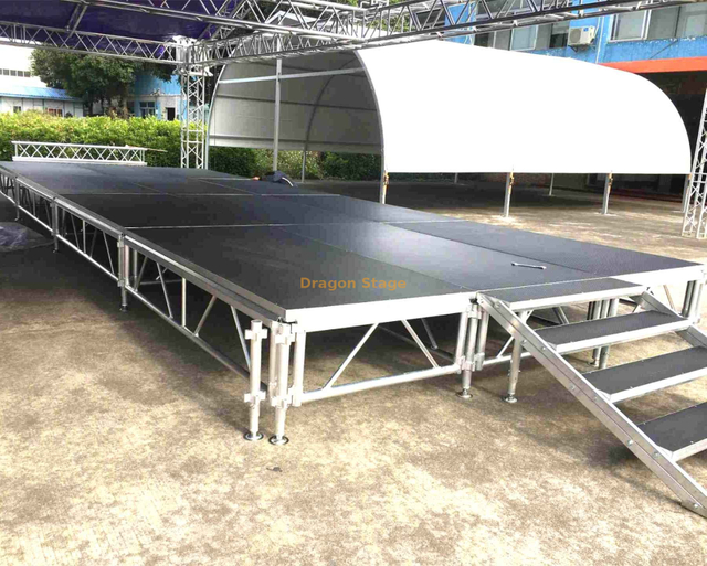 Escenario de Montaje de Plataforma Portátil para Colegios 18x6m con 2 Escaleras