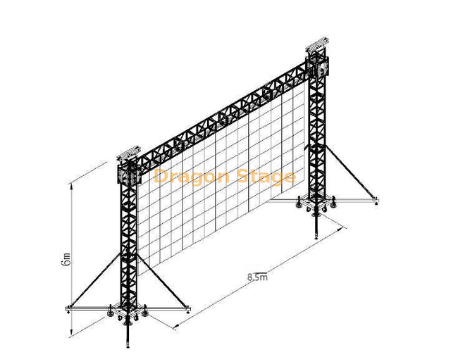  Sistema de truss de aluminio para videowall LED de 8,5x6m