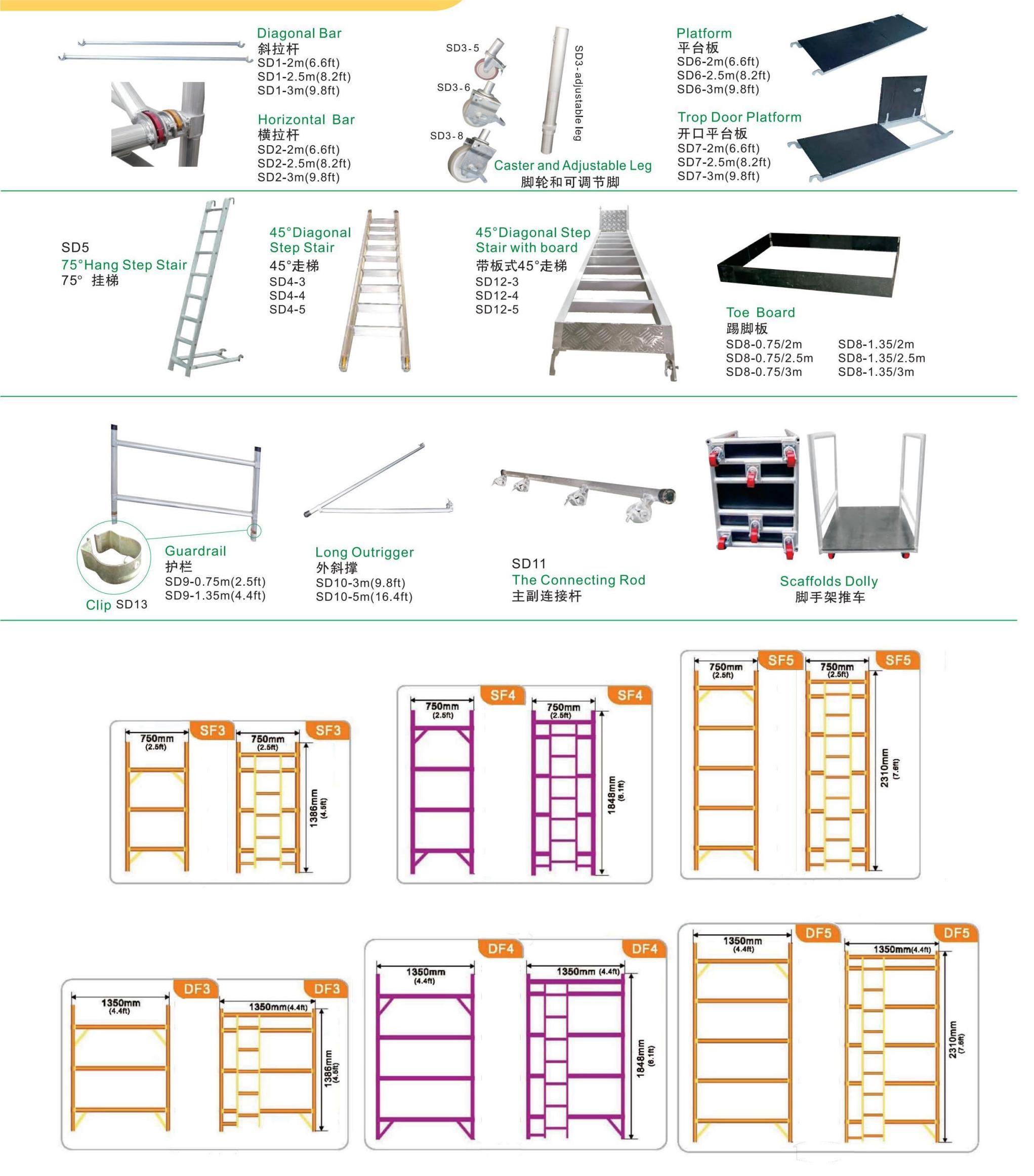 artículos para andamios de aluminio