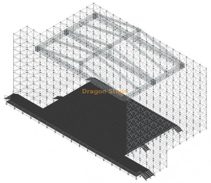 Sistema de armadura de techo piramidal de gran luz de 20x20m con 3 vigas de luz larga para sistema Layher
