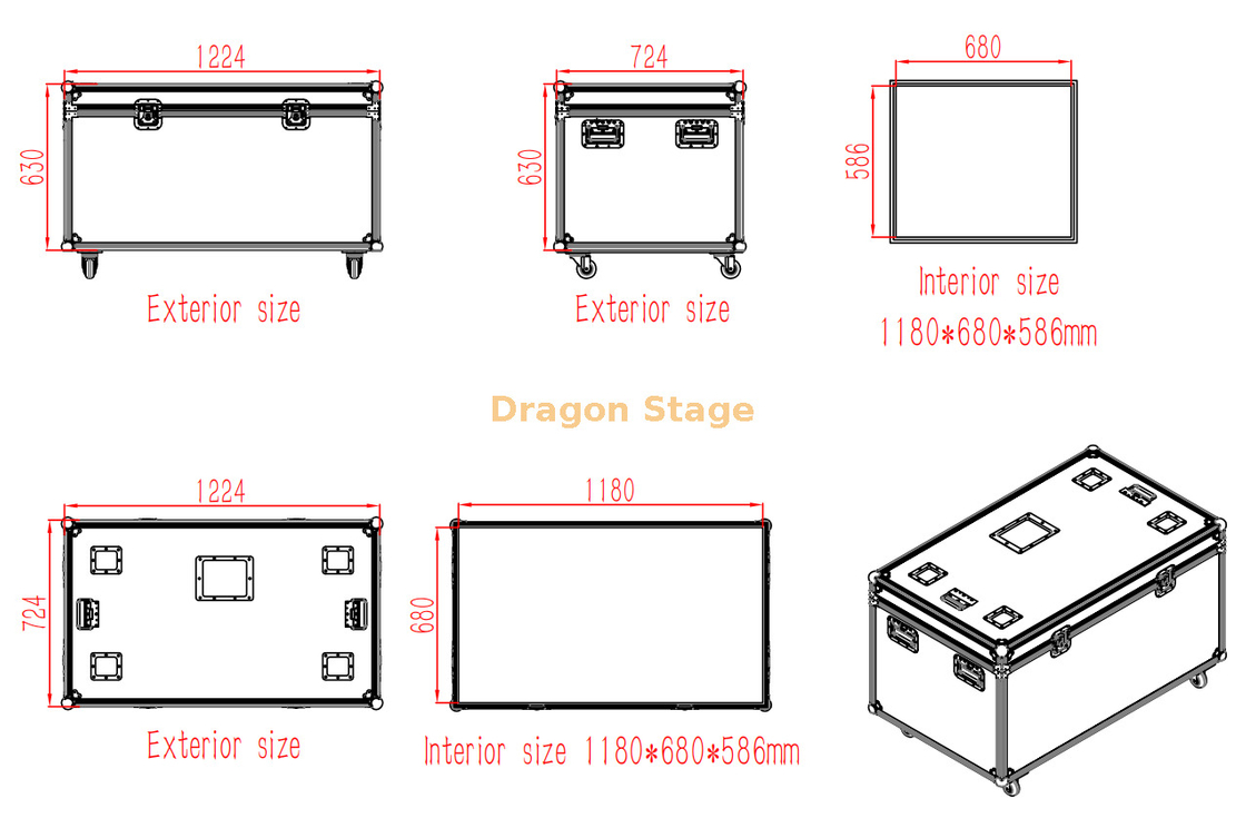 Flightcase grande personalizado de aluminio con espuma 1,2x0,7x0,7m