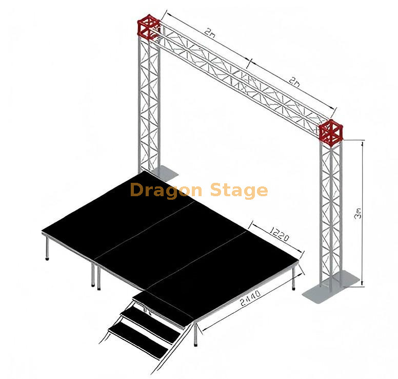 Pequeal armadura de escenario de luz DJ se encuentra 4x3m
