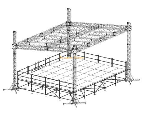 Sistema de armadura de aluminio para techo plano de 24x24x20 pies con torres de 20 pies