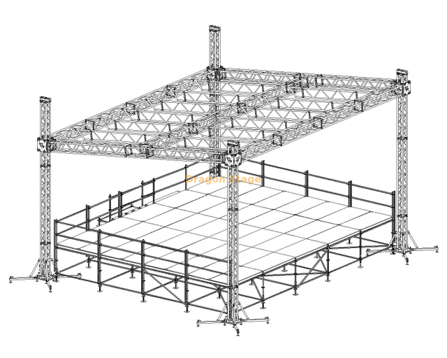 Sistema de armadura de aluminio para techo plano de 24x24x20 pies con torres de 20 pies