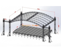 Sistema de armadura de techo en forma de arco de aluminio de 14x10x6m con alas para altavoces - Montaje de escenario móvil profesional