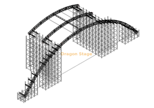 Armadura layher personalizada con truss curva para concierto al aire libre
