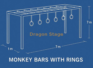 Ninja Physical Trainning Set Barras de mono con anillos 7x1x7m