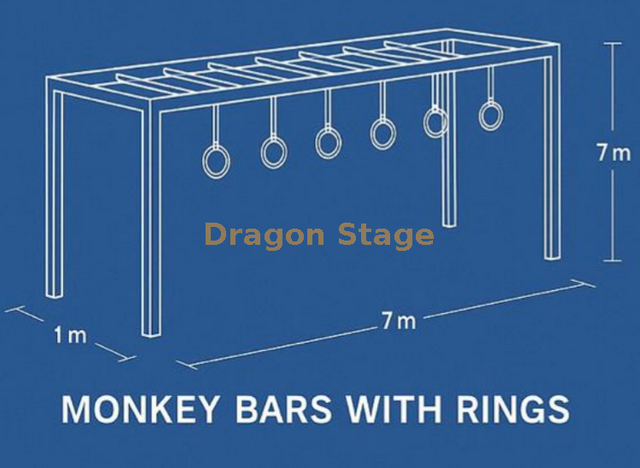 Ninja Physical Trainning Set Barras de mono con anillos 7x1x7m