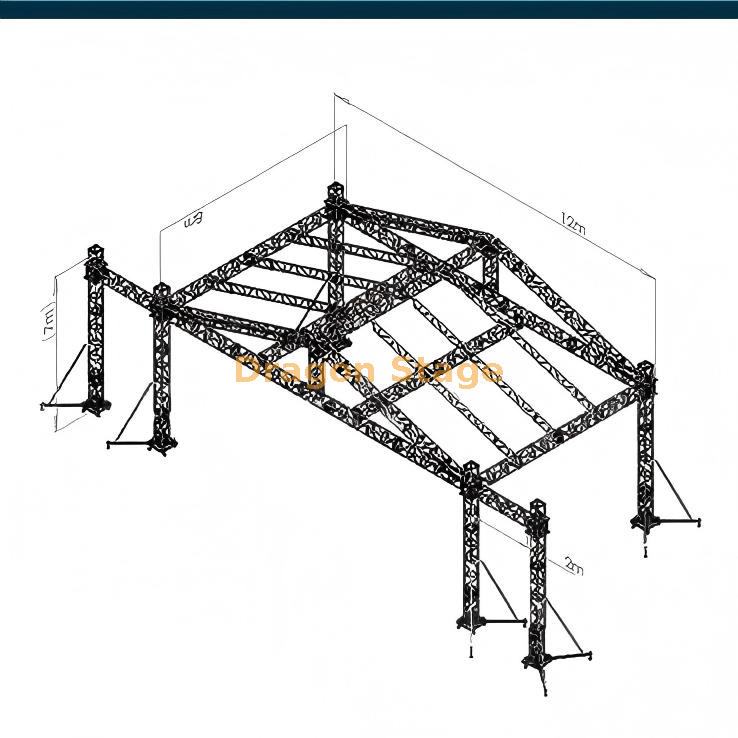 Sistema de armadura de techo inclinado para eventos de aluminio profesional de 12x6x7m