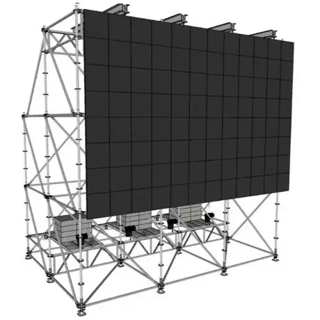Sistema Ringlock 6x4x6m para Pantalla LED 6x4m con 4 Secciones Superiores y 3 Balastos de Agua