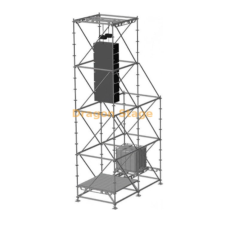 Sistema de torre colgante Ringlock Line Array de 2x4x8m con torre de lastre auxiliar