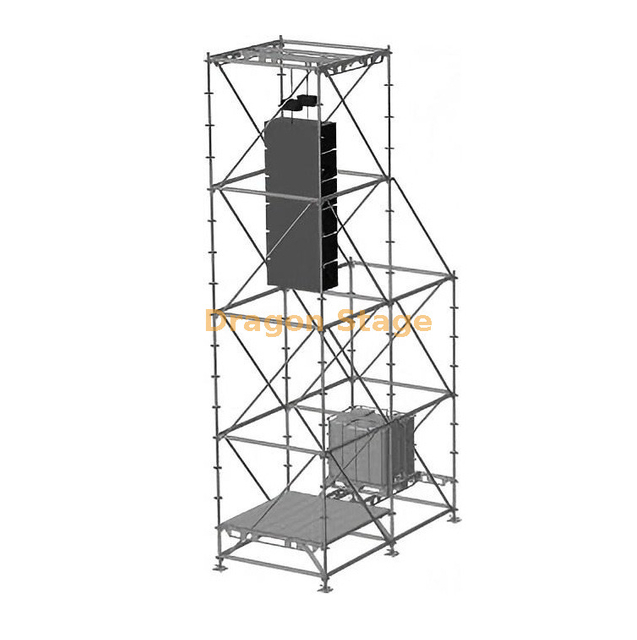 Sistema de torre colgante Ringlock Line Array de 2x4x8m con torre de lastre auxiliar