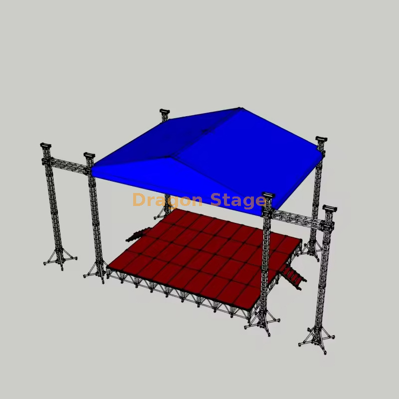 Sistema de armazón de techo de pico de 14x10x9m con dos alas de altavoz de 3m (techo de escenario con armazón de espiga de aluminio)