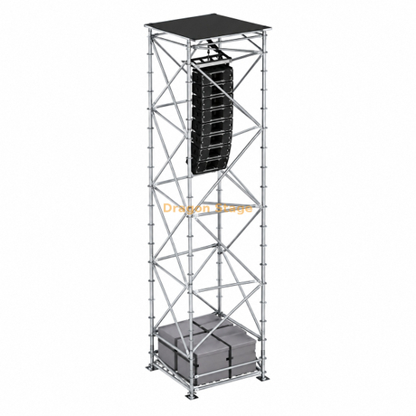 Torre colgante Ringlock Line Array de 2x2x8m con techo, lastre y plataforma de trabajo