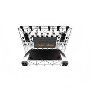 Estructura de fondo LED Ringlock de 12x2x10m con escenario Ringlock de 8x4x2m y 2 escaleras
