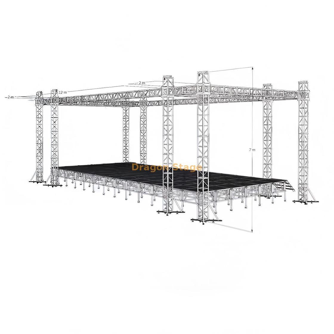 Sistema de armazón profesional de aluminio para eventos al aire libre de 12x8x7m