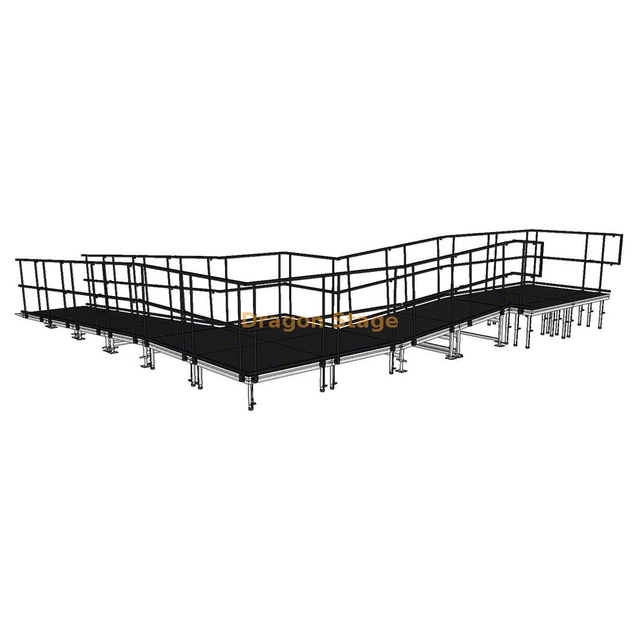 Rampa de carga de caja de vuelo entre bastidores de aluminio modular en forma de L de 7,40 x 8,26 m para escenarios de conciertos