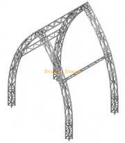 Sistema de armazón de techo curvo negro con espiga de 290 mm con esquinas en forma de caja y placas base para exteriores