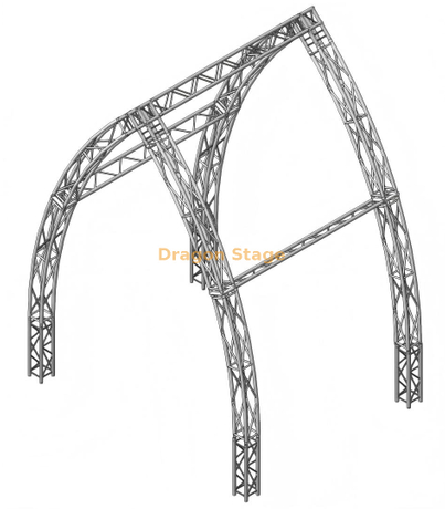 Sistema de armazón de techo curvo negro con espiga de 290 mm con esquinas en forma de caja y placas base para exteriores
