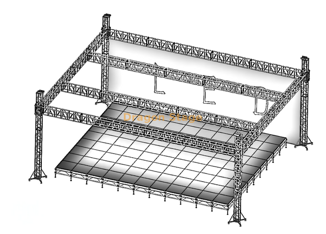 Sistema de armadura de escenario de concierto de aluminio para exteriores grande, 15x12x7m