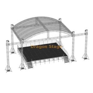 Sistema de armadura de techo curvo de aluminio de 15x10x8m con alas laterales gemelas de 2m para escenarios de conciertos