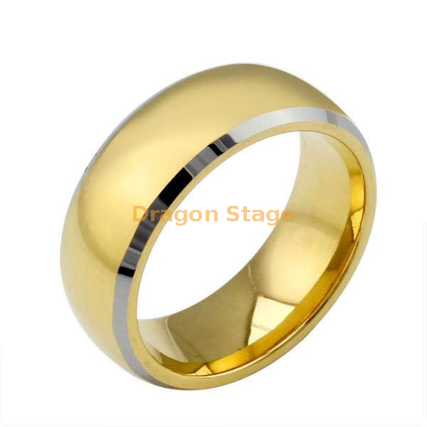 Moda simple hombres mujeres anillo liso joyería sin piedra 8 mm 18 K oro boda dedo anillo de acero de titanio