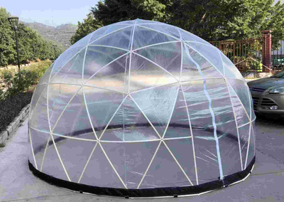 Tienda de cúpula geodésica transparente insonorizada con techo transparente para fiestas