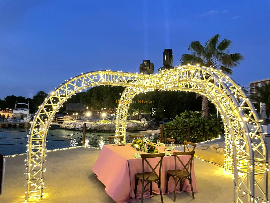 Techo de aluminio, marco de arco Radial portátil, diseño de armadura, 4,3x2,5 m, para San Valentín, luna de miel, cena romántica al aire libre