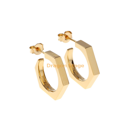 Joyería de moda Hexagonal Simple geométrico aro 316L acero inoxidable oro relleno Stud pendiente para niñas